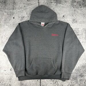 Vintage 90s Wilson Embroidered Hoodie Size Xl Grey Red Heavyweight